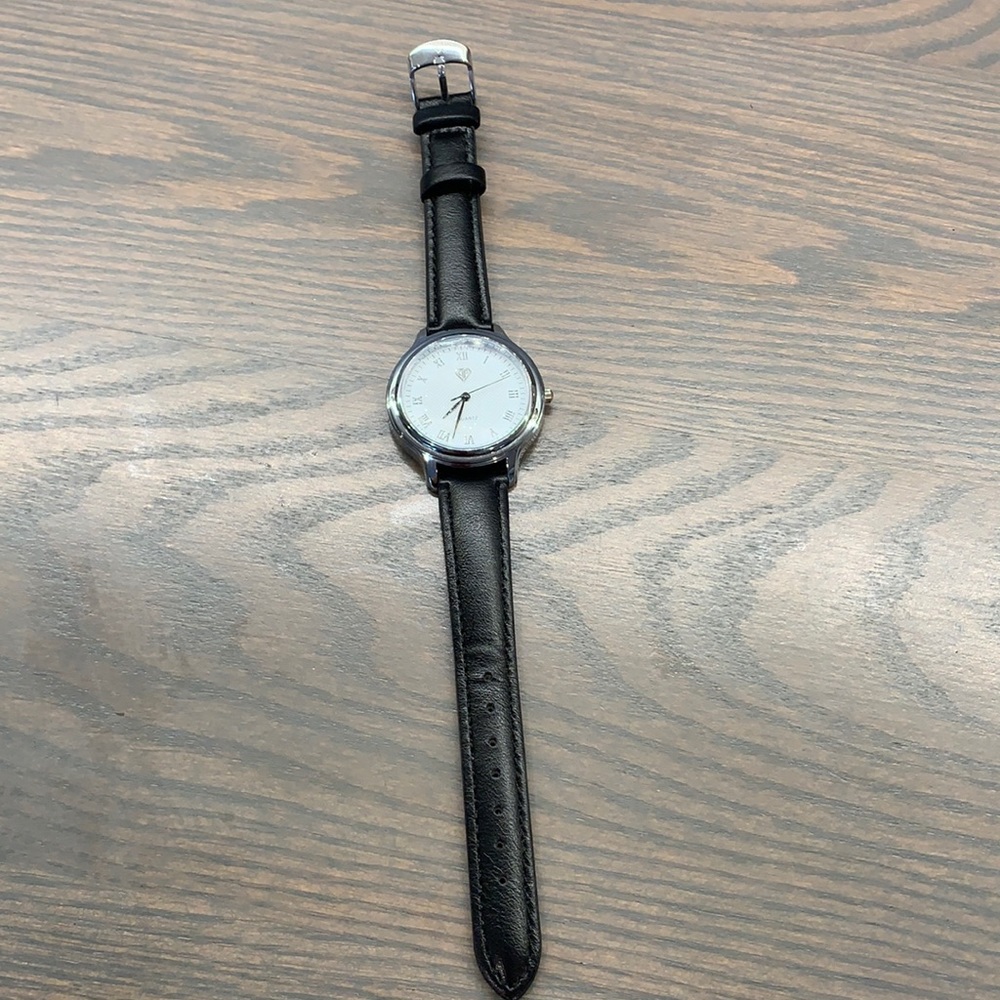 Watch black leather strap